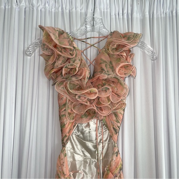 Mac Duggal Ruffle Cutout Floral Gown - Picture 12 of 12